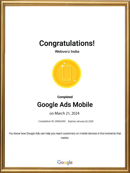 Goolge search ads certificate